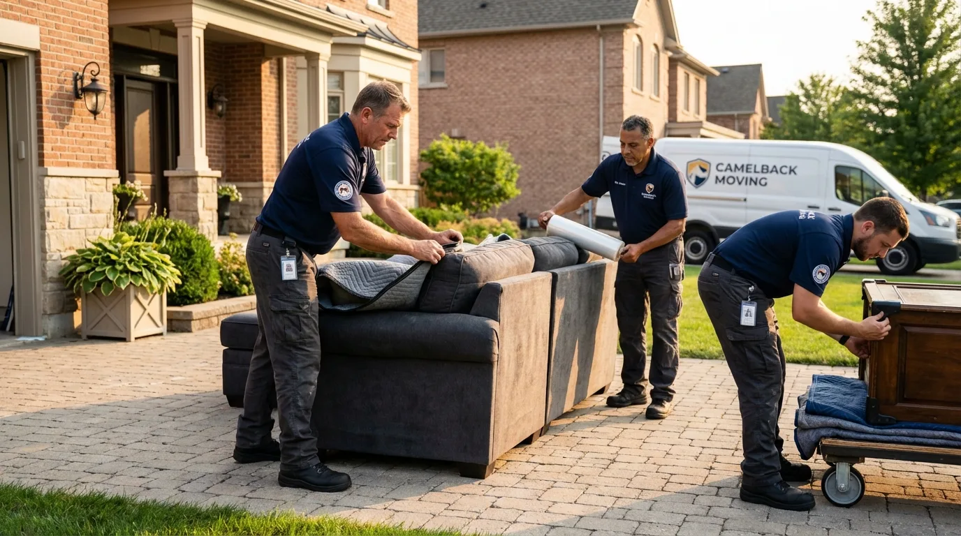 Large estate moving crew wrapping furniture in Royal City, WA