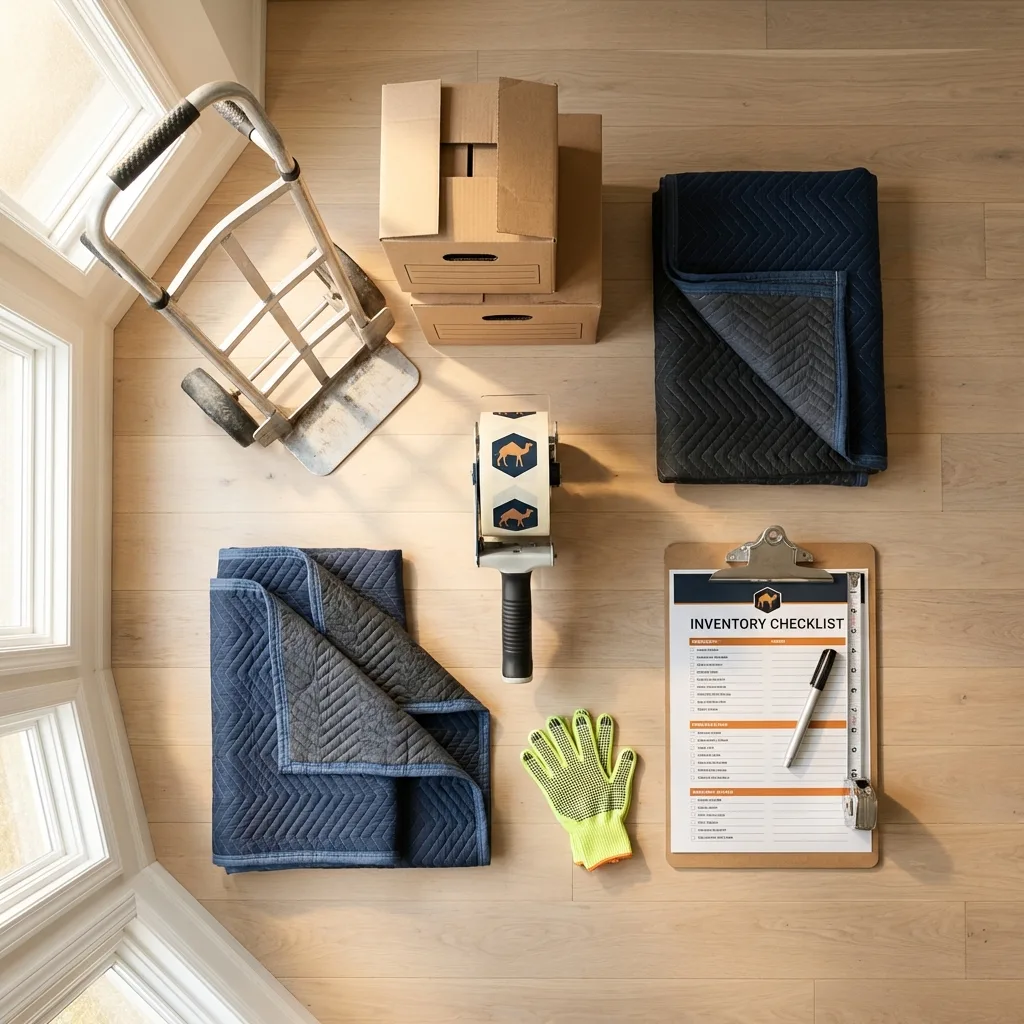 Professional moving supplies and packing materials layout for Royal City residential relocations